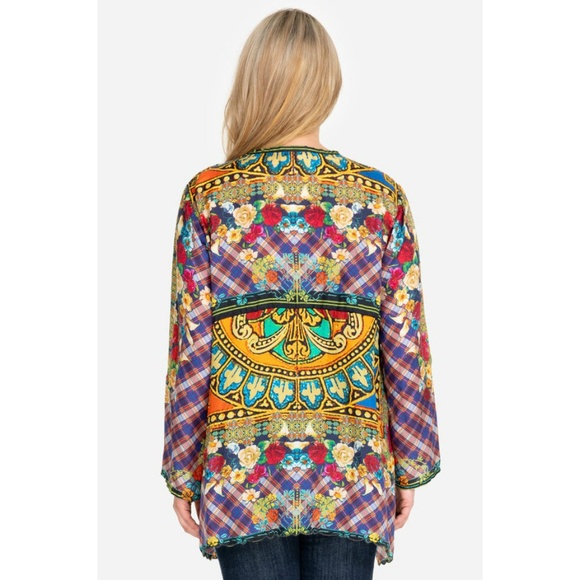 Johnny Was Reasona Stain Glass Silk Boho Tunic - Picture 6 of 8